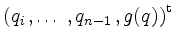 $ \left( q_i \,, \ldots \,, q_{n-1} \,,g(q)
\right)^{\operatorname{t}}$