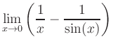$\displaystyle \lim_{x \to 0} \left( \frac{1}{x} - \frac{1}{\sin(x)}\right)$