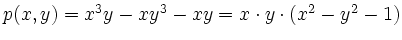 $ p(x,y)=x^3y-xy^3-xy=x\cdot y\cdot (x^2-y^2-1)$