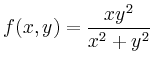 $ f(x,y)=\dfrac{xy^2}{x^2+y^2}$