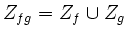 $ Z_{fg}=Z_f\cup Z_g$