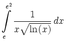 $\displaystyle \int\limits_e^{e^2}\frac{1}{x\sqrt{\ln(x)}}\, d x\,$