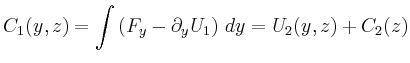 $\displaystyle C_1(y,z) = \int \left(F_y-\partial_y U_1 \right)\,dy = U_2(y,z) + C_2(z)
$