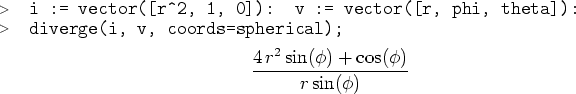 \begin{maplegroup}
\begin{mapleinput}
\mapleinline{active}{1d}{i := vector([r^...
...thrm{sin}(\phi )}}
\end{displaymath}
}
\end{maplelatex}\par
\end{maplegroup}