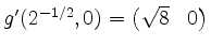 $ g'(2^{-1/2},0) = \begin{pmatrix}\sqrt{8}&0\end{pmatrix}$