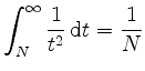 $\displaystyle \int_N^\infty \frac{1}{t^2}\,\mathrm{d}t = \frac{1}{N}
$