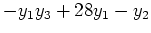 $\displaystyle -y_1y_3+28y_1-y_2$