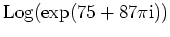 $ \mbox{${\operatorname{Log}}(\exp(75 + 87\pi \mathrm{i}))$}$