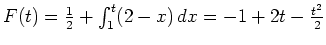 $ \mbox{$F(t) = \frac{1}{2} + \int_1^t (2-x)\, dx = -1 + 2t - \frac{t^2}{2}$}$