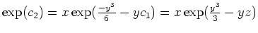 $ \mbox{$\exp(c_2) = x\exp(\frac{-y^3}{6} - yc_1) = x\exp(\frac{y^3}{3}-yz)$}$