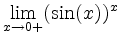 $ \displaystyle{\lim_{x\to 0+}(\sin(x))^x}$