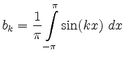$ \displaystyle b_k=\frac{1}{\pi}\int\limits_{-\pi}^\pi\sin(kx)\ dx$