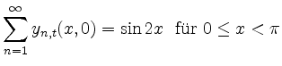 $\displaystyle \sum_{n=1}^{\infty} y_{n,t}(x,0) = \sin 2x \ \ \textrm{fr}\ 0\leq x < \pi
$