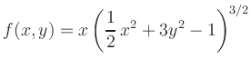 $\displaystyle f(x,y)=x \left(\frac{1}{2}\,x^2+3y^2-1 \right)^{3/2}
$