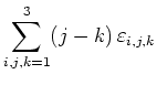 $ \displaystyle{\sum_{i,j,k=1}^{3}(j-k)\,\varepsilon_{i,j,k}}$