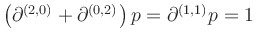 $ \left(\partial^{(2,0)}+\partial^{(0,2)}\right)p
=\partial^{(1,1)}p=1$