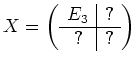$ X=\left(\begin{array}[c]{c\vert c}E_3&?\\ \hline?&?\end{array}\right)$