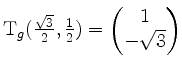 $ \mathrm{T}_g(\frac{\sqrt 3}{2},\frac{1}{2}) =
\begin{pmatrix}1\\ -\sqrt{3}\end{pmatrix}$