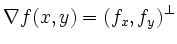 $\displaystyle \nabla f(x,y) =(f_x,f_y)^\perp
$