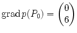 $ \operatorname{grad} p(P_0)=
\left(\begin{matrix}
0\\
6
\end{matrix}\right)
$