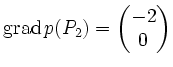 $ \operatorname{grad} p(P_2)=
\left(\begin{matrix}
-2\\
0
\end{matrix}\right)
$