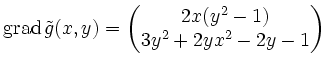 $\displaystyle \operatorname{grad}\tilde{g}(x,y)=\left(
\begin{matrix}
2x(y^2-1)\\
3y^2+2yx^2-2y-1
\end{matrix}\right)\,$