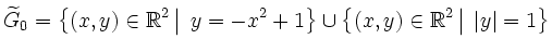 $\displaystyle \widetilde{G}_0=
\left\{{(x,y)\in\mathbb{R}^2}\left\vert\strut
\v...
...hantom{\left\vert y\right\vert=1}\right.\, {\left\vert y\right\vert=1}\right\}
$