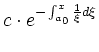 $\displaystyle c\cdot e^{-\int_{a_0}^x\frac{1}{\xi} d\xi}$