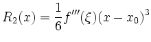 $\displaystyle R_2(x)= \frac16 f'''(\xi)(x-x_0)^3$