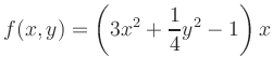 $\displaystyle f(x,y) = \left(3x^2+\frac{1}{4}y^2-1\right)x
$