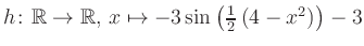 $ h \colon \mathbb{R} \to \mathbb{R},\, x \mapsto -3\sin\left(\frac{1}{2}\left(4-x^2\right)\right)-3$