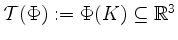 $ \mathcal{T}(\Phi):=\Phi(K)\subseteq\mathbb{R}^3$