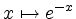 $ x\mapsto e^{-x}$