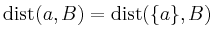 $ \operatorname{dist}(a,B) = \operatorname{dist}(\{a\},B)$